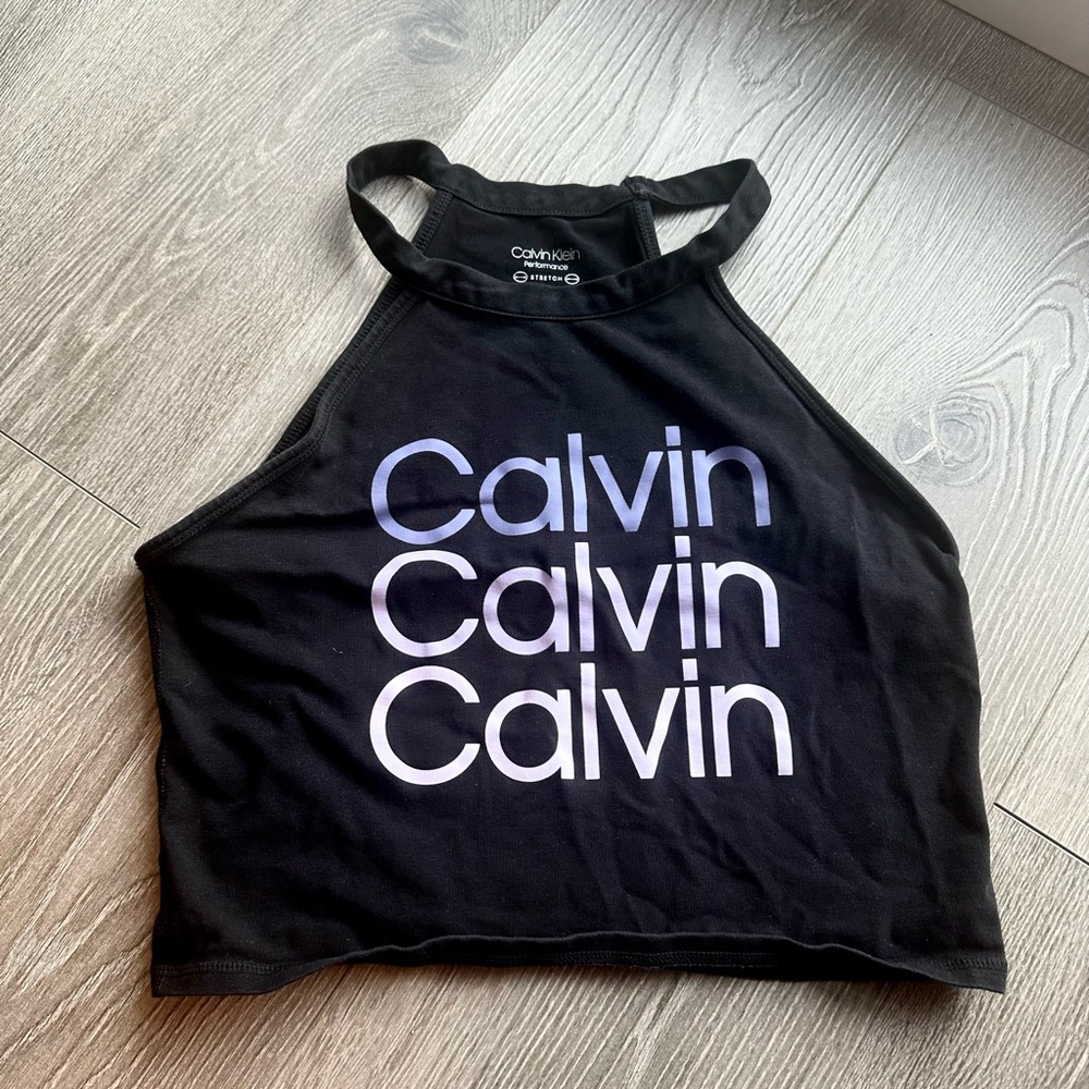 Calvin Klein Black/Pink/Purple Halter Top